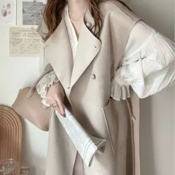 베이지 노카라 롱 베스트