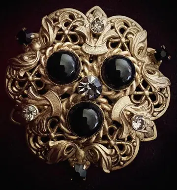 브로치 골드 영국? 필리그리 오닉스풍 빅 사이즈 큐빅