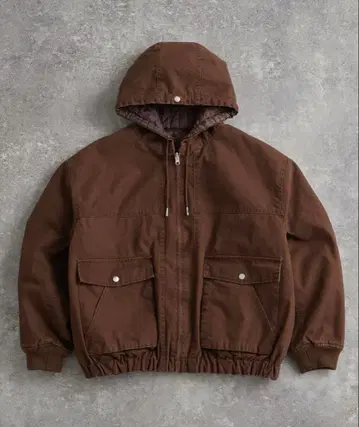 [ ADRER ] 빈티지 메이크 숏 덕 블루종 리버서블 지퍼 후드티