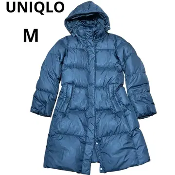 유니클로 프리미엄 롱 후드 다운 코트 M 블랙