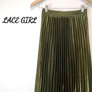 LACE GIRL 플리츠 스커트 롱 기장 광택 깔끔 무지 프리