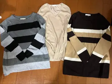 자유구 L 사이즈 긴팔 니트 3종 세트
