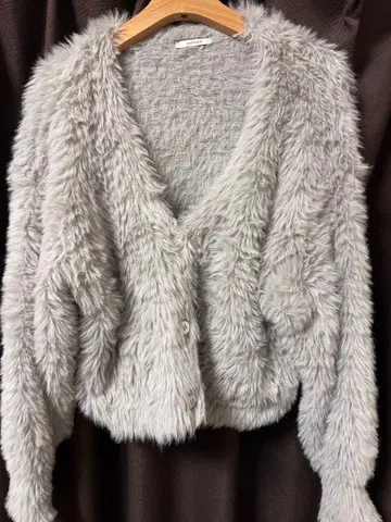 그레이 퍼 숏 가디건