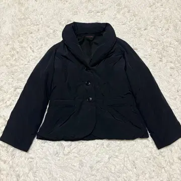 요시에 이나바 숄카라 다운 자켓 로고 올 패턴 블랙 실크