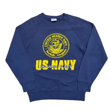 90s US NAVY 맨투맨 러버 프린트 네이비