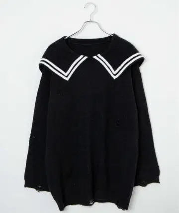 Whinny 세일러 카라 니트 보로린초 마린