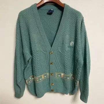 TRUSSARDI 트루사르디 그린 케이블 니트 가디건 XL 상당