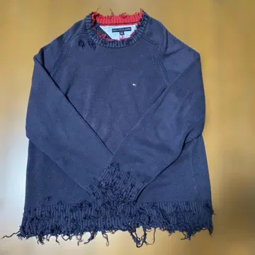 TOMMY HILFIGER 네이비 프린지 스웨터 L