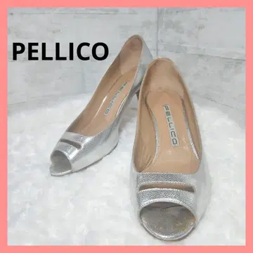 [ 새상품급 ] PELLICO 실버 오픈토 펌프스 23cm