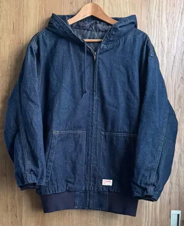 자바 퀼팅 코튼 후드 부착 오버 사이즈 블루종 M