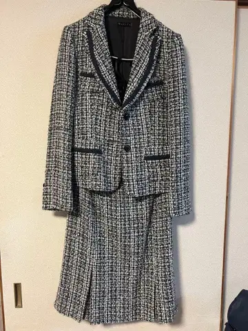 Modify 트위드 정장 세트 블랙 화이트