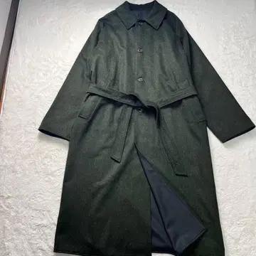 요 아사 울 알파카 롱 벨티드 코트 다크 그린