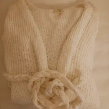 인기 젤라또피케 화이트 웨빙 벨트 롱 가디건