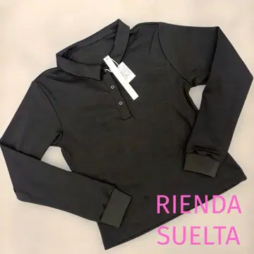 RIENDA SUELTA 로고 자수 롱 슬리브 피케 셔츠 블랙 새상품