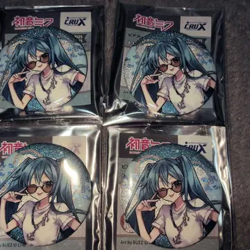 하츠네 미쿠 레트로 고베 트레이딩 글리터 캔뱃지 여름옷 마린 4개 세트