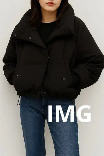 [ 새상품급 ] AZULbymoussy 블랙 다운 자켓 숏 기장