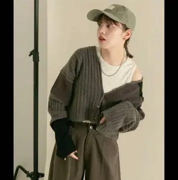 KBF 패치워크 니트 가디건