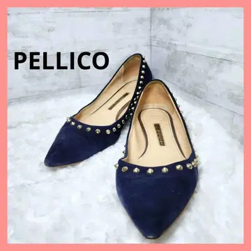 [ 새상품급 ] PELLICO 스터드 장식 네이비 플랫슈즈 24cm