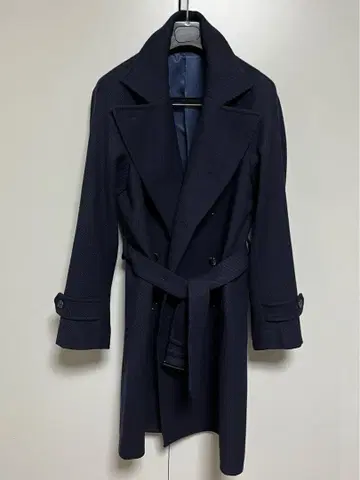 새상품급 링 자켓 더블 코트 46 네이비