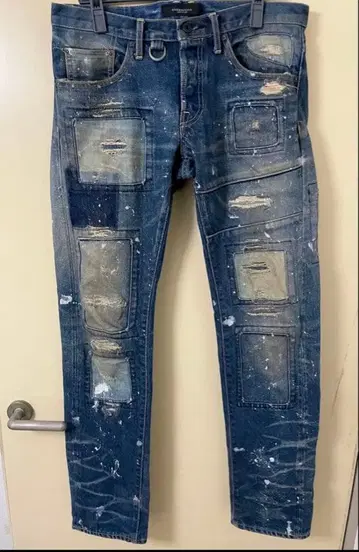 레어 예술 레벨 일본제 OVERDESIGN 핸드 리페어 가공 데님 32