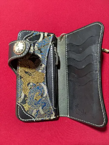 카잔 드래곤 자수 가죽 장지갑 라이더 월렛 코드 포함