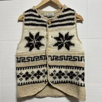 빔즈 라이츠 아이보리 블랙 니트 베스트 M 사이즈