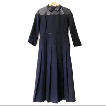 CELFORD 원피스 38 M 네이비 x 브라운 긴팔
