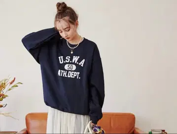 ANGIE GILDAN 칼리지 로고 오버 사이즈 맨투맨 트레이닝복