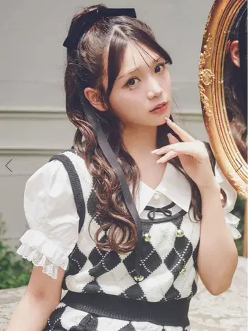 Me roir 소매 프릴 턱 블라우스