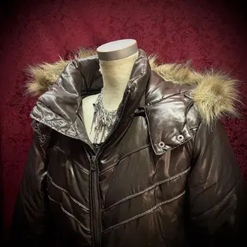 퍼 달린 다운 다크 브라운 y2k 시크 스타일 v 아카이브 lgb풍