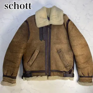schott 샷 B-3 플라이트 자켓 40 리얼 무스탕 브라운