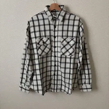 70년대~80년대 파이브 브라더 헤비 플란넬 셔츠 블랙 화이트 체크