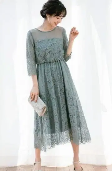 아파트바이 스칼라 레이스 수플레 원피스 M 블루그린 포멀
