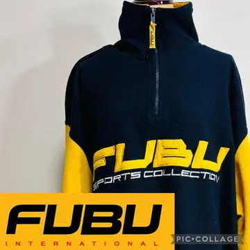 90s FUBU 플리스 후드티 풀오버 빅 로고