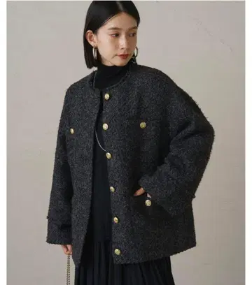 라운지 드레스 트위드 자켓