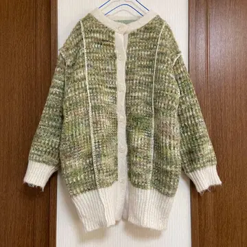 새상품급 JEANASIS 지나시스 모헤어 라이크 스티치 가디건 그린