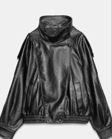 블랙 가죽 자켓 숏 기장
