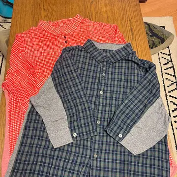 VOO 배색 셔츠 5부 소매 2개 세트