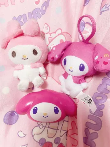 마이멜로디 봉제 인형 키링 세트