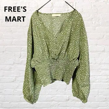 6075 프리즈마트 V넥 긴팔 블라우스 숏 기장 셔츠 허리밴딩