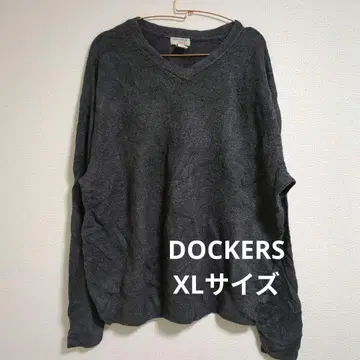 다크 그레이 V넥 니트 스웨터 캐주얼 빅 사이즈 XL