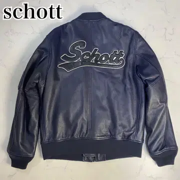 [ 새상품급 ] Schott 샷 라무 가죽 자켓 바워리 MA1 네이비 L