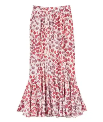 코코딜 피쉬테일 스커트 립 패턴 레드