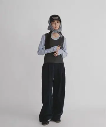 duei 투 턱 와이드 트윌 팬츠 프리 사이즈