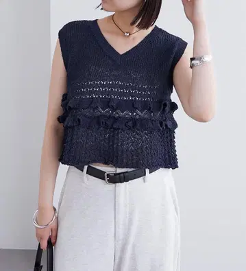 mystic 프릴 니트 베스트 새상품급