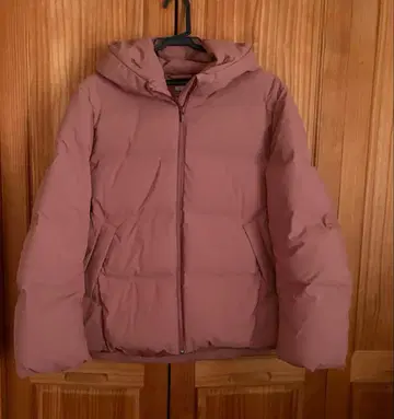 유니클로 심리스 다운 파카 오렌지 L 사이즈