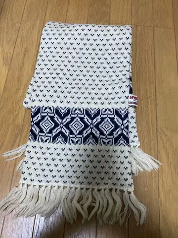 빈티지 MGB 기하학 패턴 머플러 아이보리/네이비