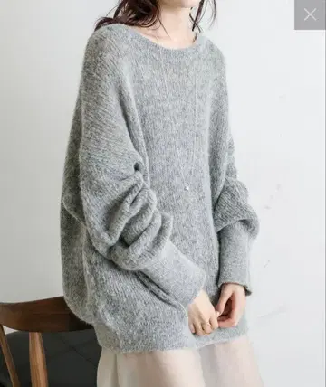 모헤어 시어 니트 그레이 니트 mystic