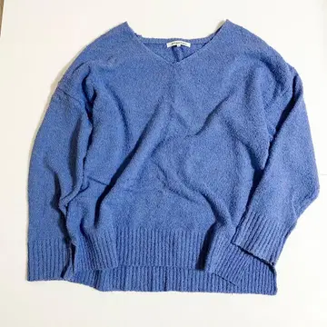 코튼 면 부클레 얀 니트 스웨터 상의 블루 계열 파랑 파일 원단