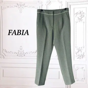 [ FABIA ] 크롭 팬츠 [ F ] 카키 센터 프레스 비즈니스 깔끔함